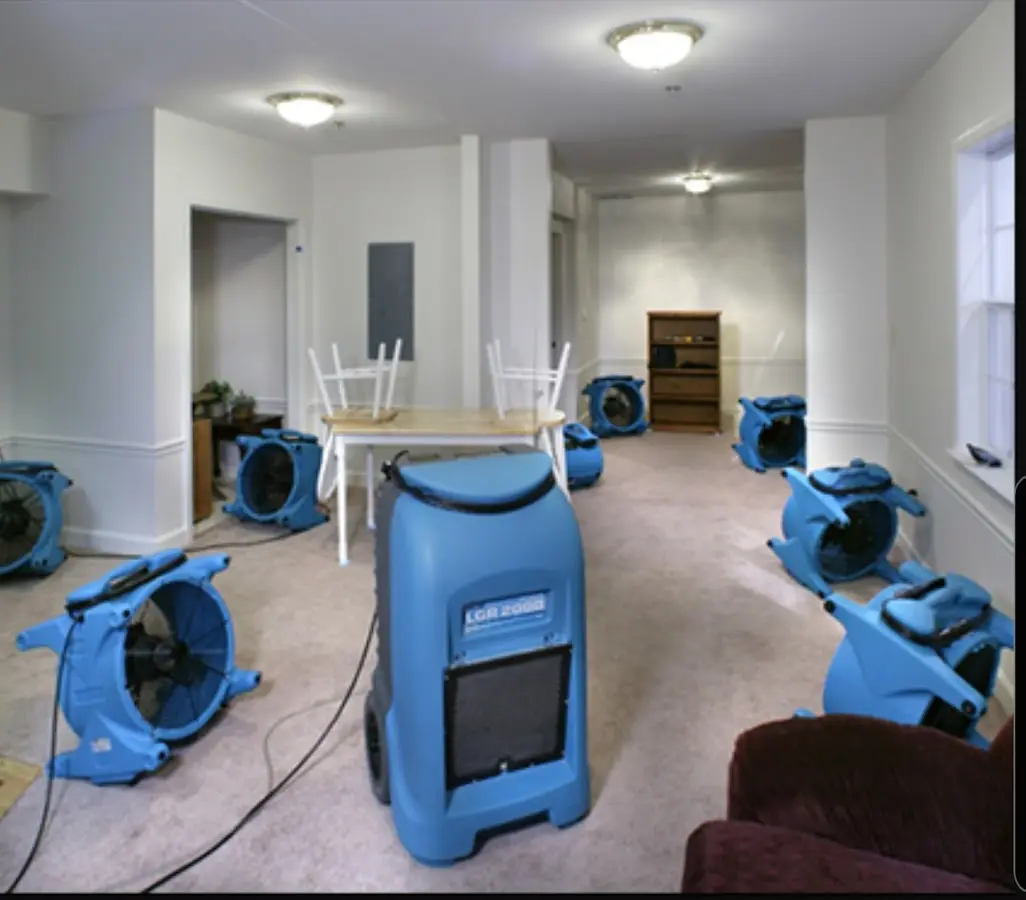 Air movers and dehumidifier setup for Water Extraction & Removal in Kula